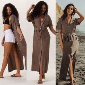 THE NORMAL BRAND kalo 2-way maxi dress in taupe 100% Cotton Size L